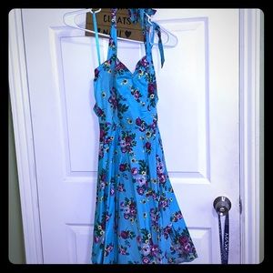 Hell Bunny Vixen Dress Halter TIE UP multi colored